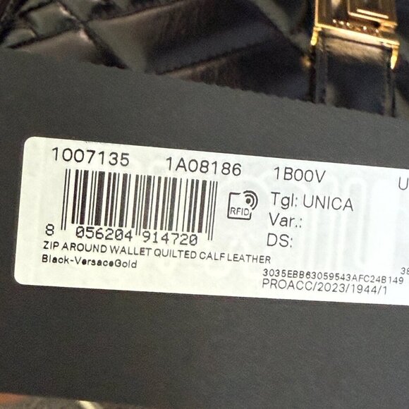 VERSACE QUILTED BLACK LEATHER ZIP AROUND LONG WALLET, 1007135 - Picture 15 of 15